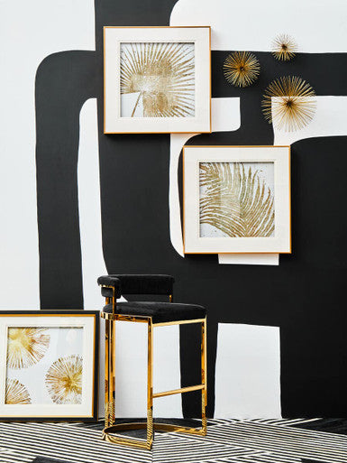 Piermount Black Velvet & Gold Bar Stool