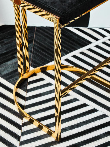 Piermount Black Velvet & Gold Bar Stool