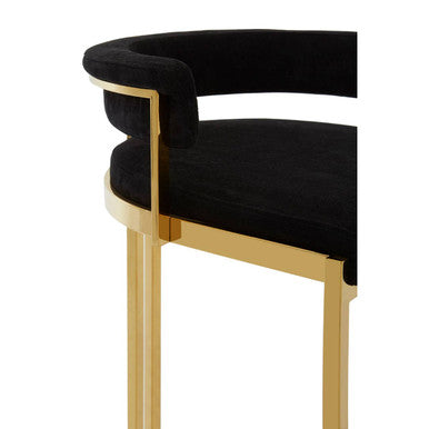 Piermount Black Velvet & Gold Bar Stool