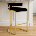 Piermount Black Velvet & Gold Bar Stool