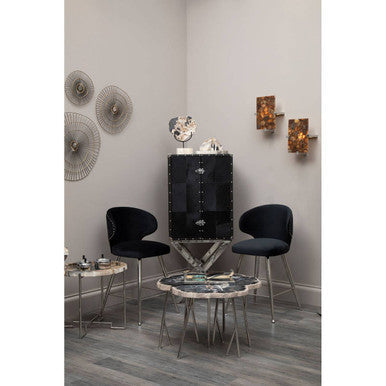Piermount Black Velvet Bar Stool