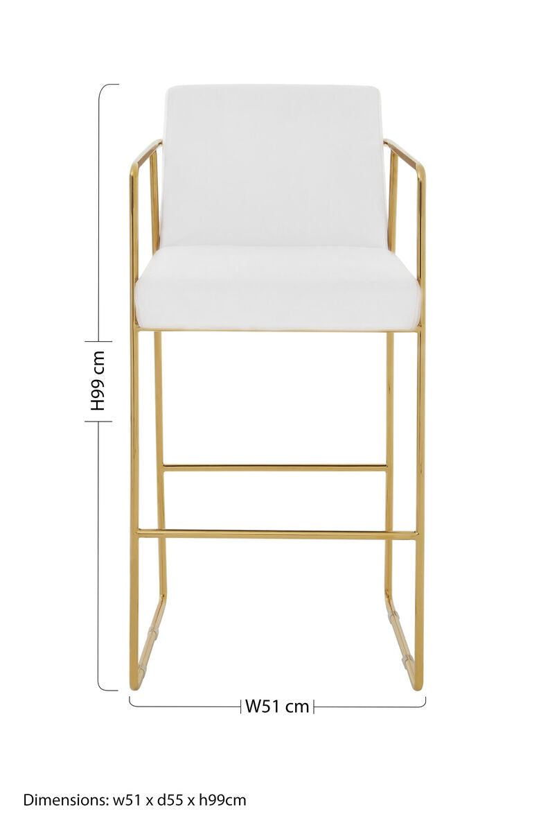 Piermount Mink Velvet & Gold Bar Stool