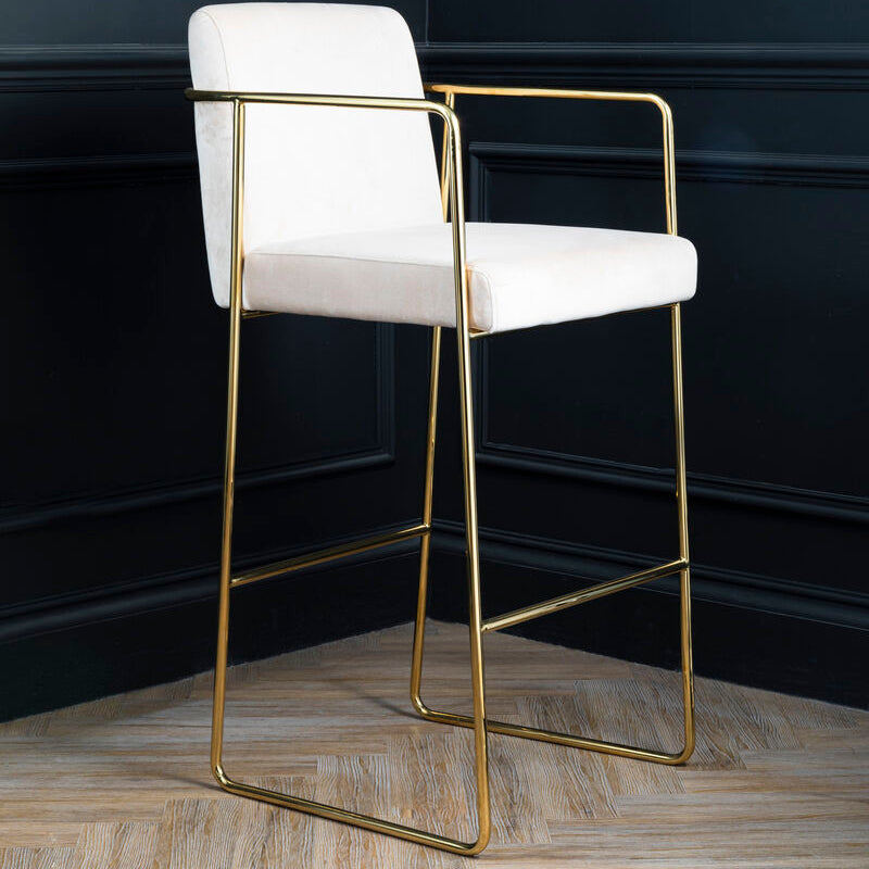 Piermount Mink Velvet & Gold Bar Stool