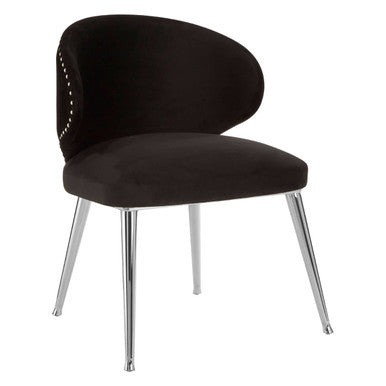 Piermount Velvet Black Contemporary Dining Chair