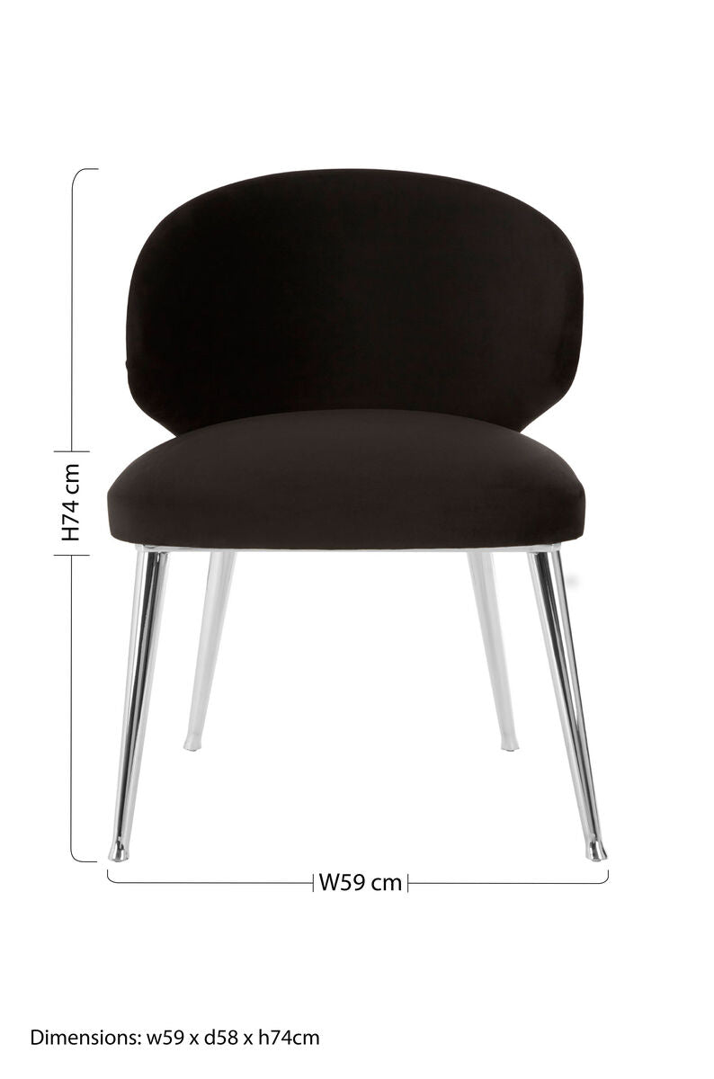 Piermount Velvet Black Contemporary Dining Chair