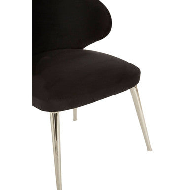 Piermount Velvet Black Contemporary Dining Chair