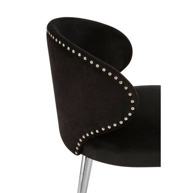 Piermount Velvet Black Contemporary Dining Chair