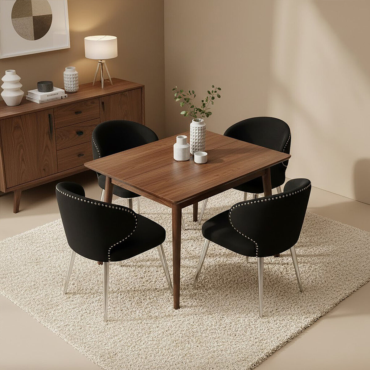 Piermount Velvet Black Contemporary Dining Chair