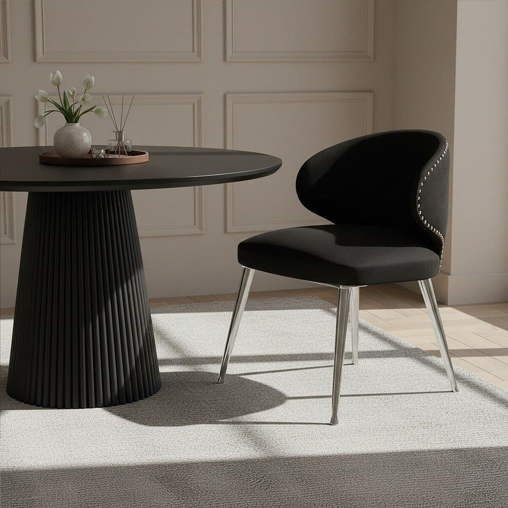 Piermount Velvet Black Contemporary Dining Chair