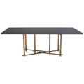 Black Engineered Wood Top Dining Table With Brushed Brass Legs, Delta