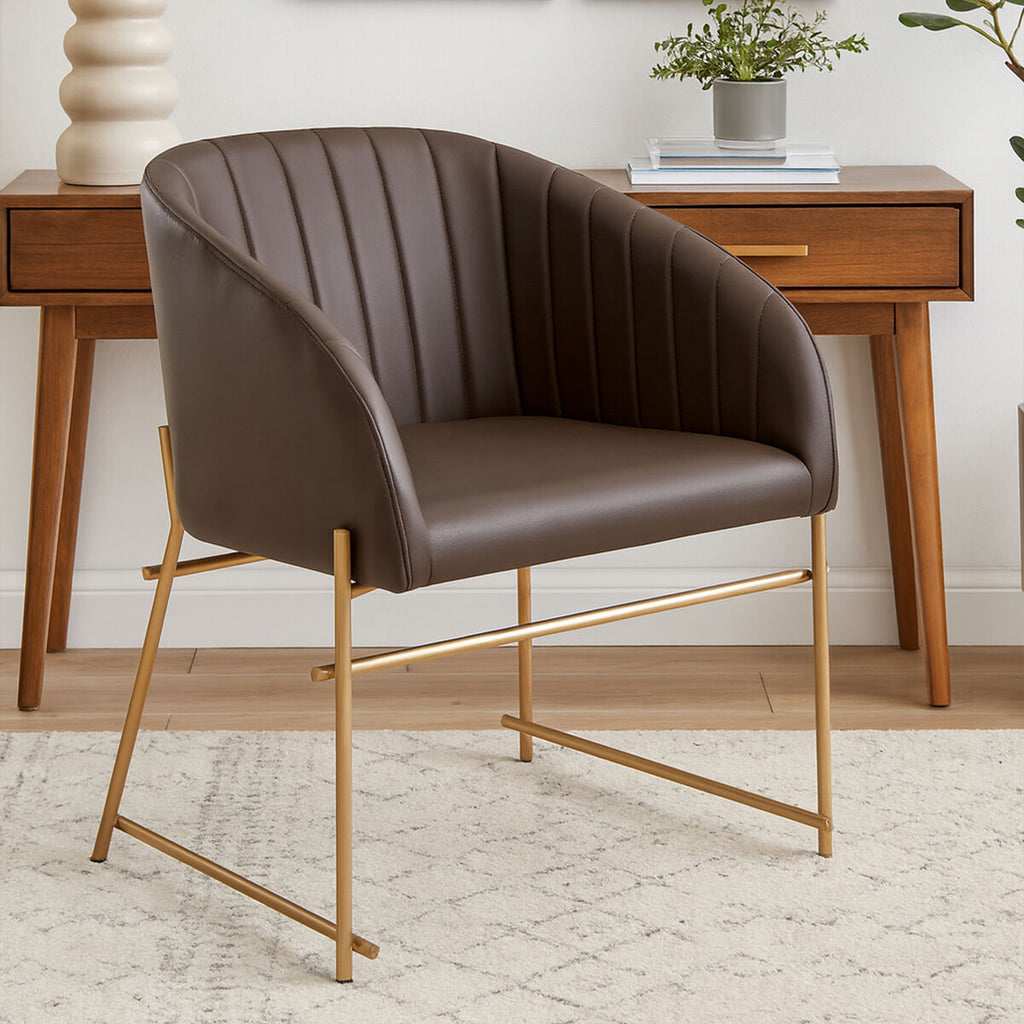 Delta Brown Leather Dining Chair