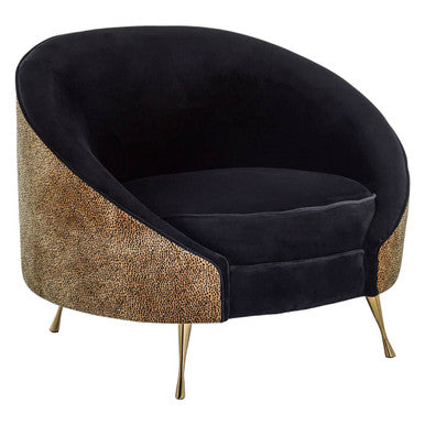 Manhattan Black Velvet & Leopard Print Cocoon Chair