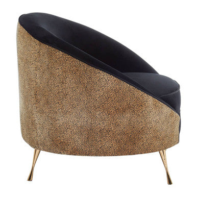 Manhattan Black Velvet & Leopard Print Cocoon Chair