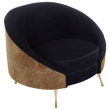 Manhattan Black Velvet & Leopard Print Cocoon Chair