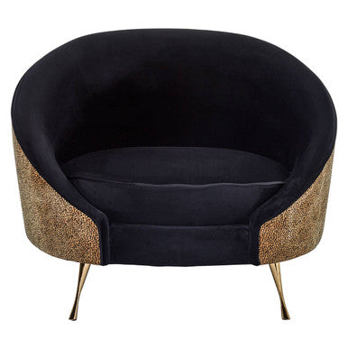 Manhattan Black Velvet & Leopard Print Cocoon Chair