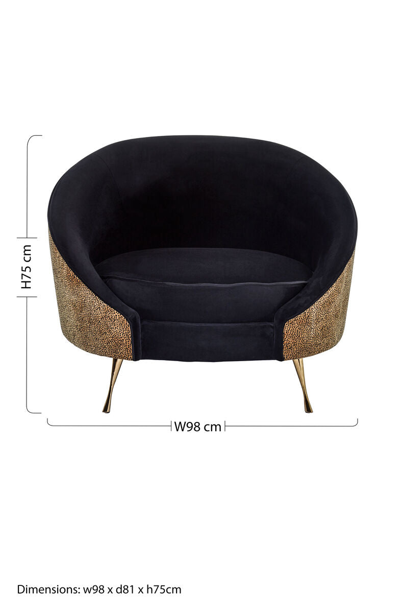 Manhattan Black Velvet & Leopard Print Cocoon Chair