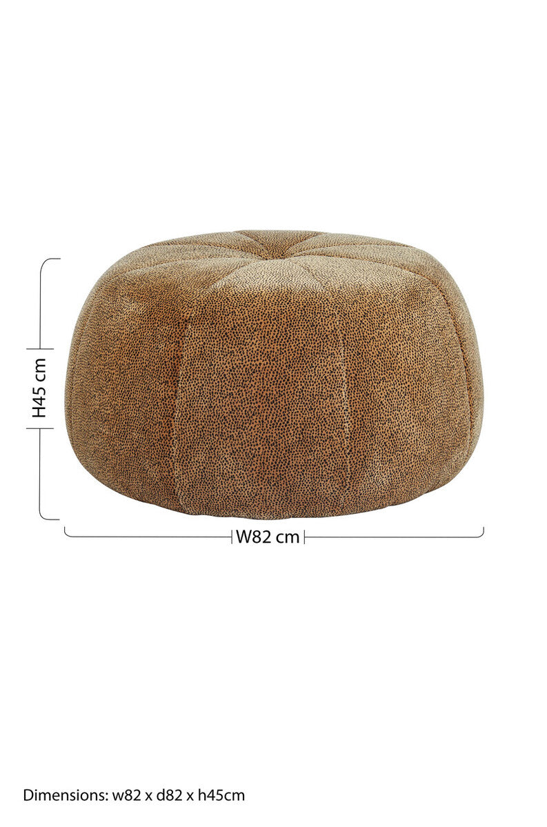 Manhattan Leopard Print Pouffe Velvet Brass