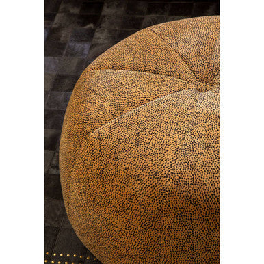 Manhattan Leopard Print Pouffe Velvet Brass
