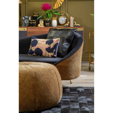 Manhattan Leopard Print Pouffe Velvet Brass