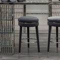 Manhattan Grey Velvet Bar Stool With Rubber Wood Legs