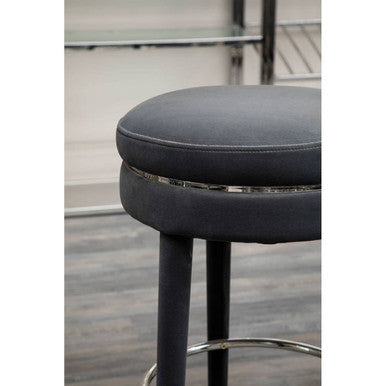 Manhattan Grey Velvet Bar Stool With Rubber Wood Legs