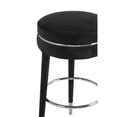 Manhattan Grey Velvet Bar Stool With Rubber Wood Legs