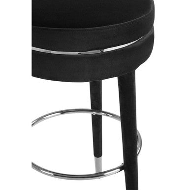 Manhattan Grey Velvet Bar Stool With Rubber Wood Legs