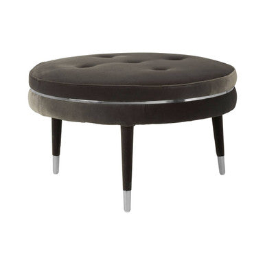 Manhattan Grey Velvet Footstool