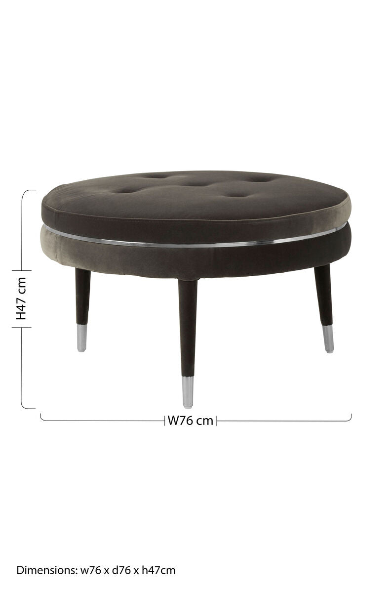 Manhattan Grey Velvet Footstool