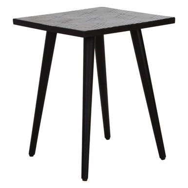 Black & White Top Bone Inlay Side Table With 4 Angular Legs, Boho
