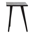 Black & White Top Bone Inlay Side Table With 4 Angular Legs, Boho