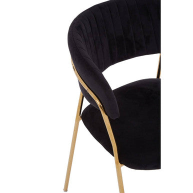 Tamzin Black Channel Gold Dining Chair