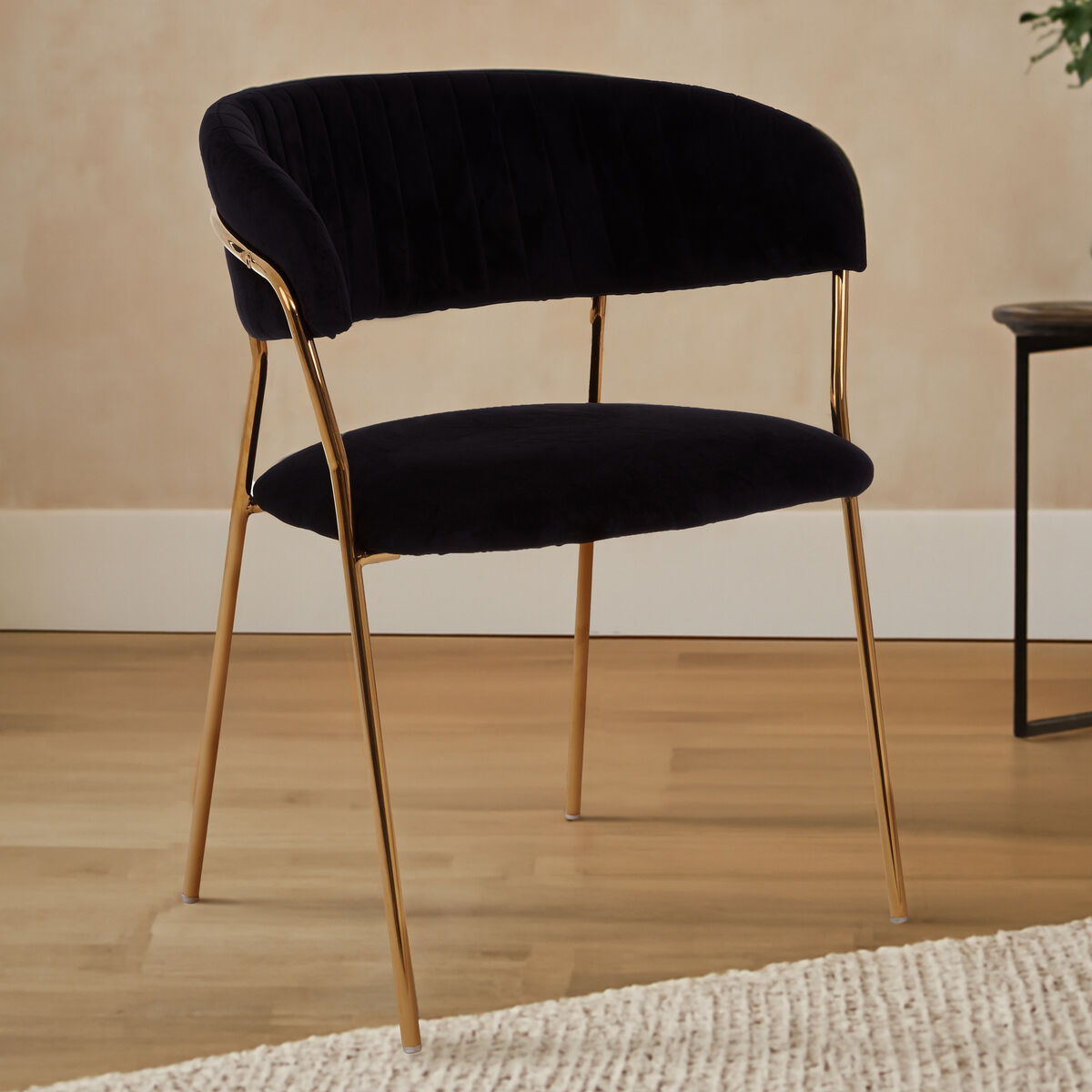 Tamzin Black Channel Gold Dining Chair
