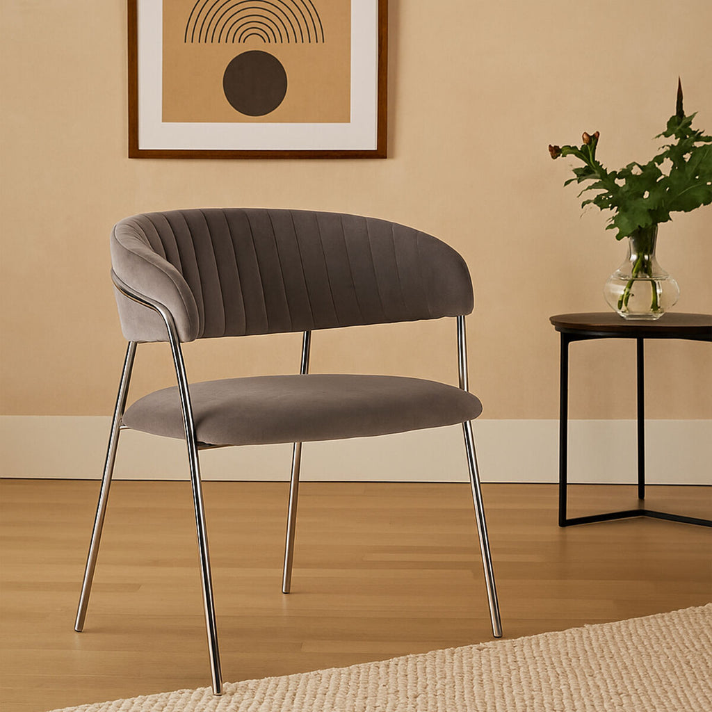 Tamzin Mink Channel Chrome Dining Chair