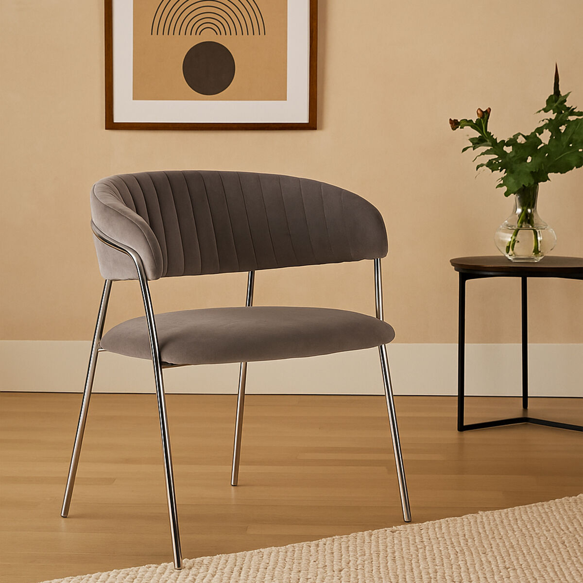 Tamzin Mink Channel Chrome Dining Chair