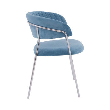 Tamzin Blue Channel Chrome Dining Chair