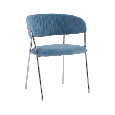 Tamzin Blue Channel Chrome Dining Chair