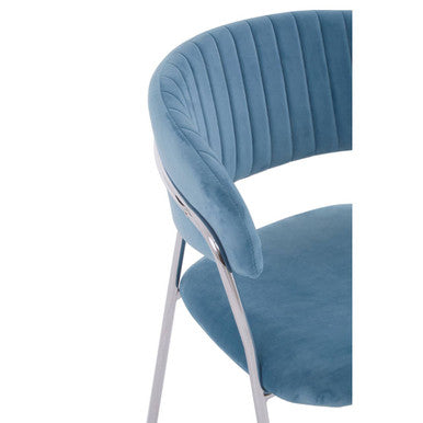 Tamzin Blue Channel Chrome Dining Chair
