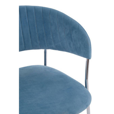 Tamzin Blue Channel Chrome Dining Chair