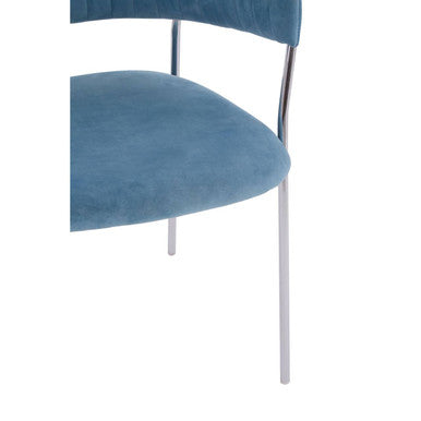 Tamzin Blue Channel Chrome Dining Chair