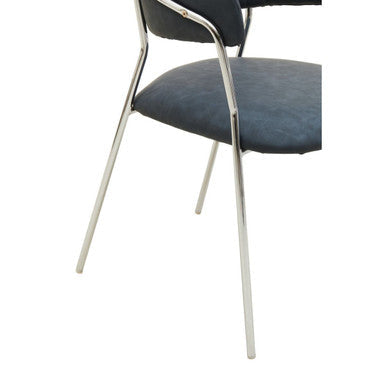 Tamzin Dark Grey Leather Curved Dining Chair