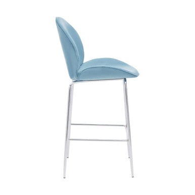 Tamzin Blue Velvet Chrome Bar Chair