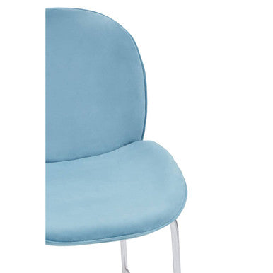 Tamzin Blue Velvet Chrome Bar Chair