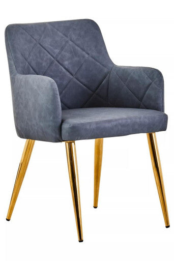 Tamzin Dark Grey Leaather Angular Dining Chair