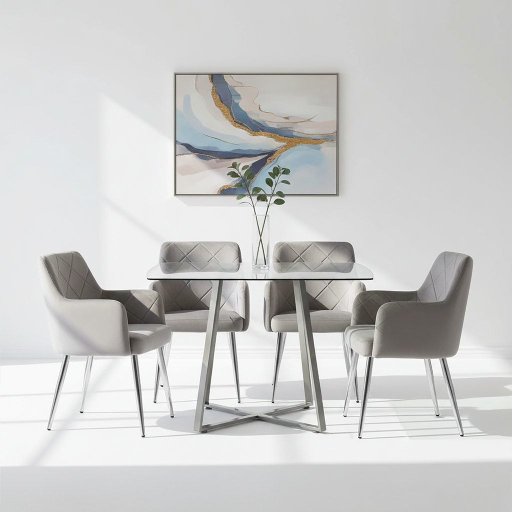 Tamzin Mink Velvet Splayed Dining Chair
