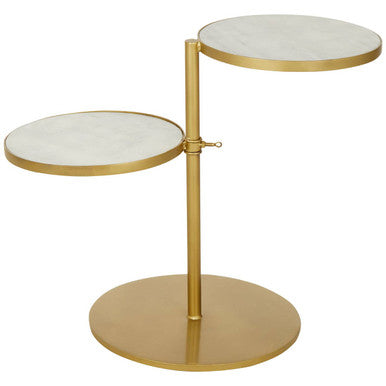 Gold 2 Shelves Side Table With White Marble Tops, Rabia