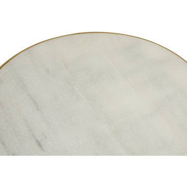 Gold 2 Shelves Side Table With White Marble Tops, Rabia