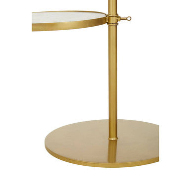 Gold 2 Shelves Side Table With White Marble Tops, Rabia