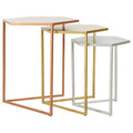 Nest Of 3 Assorted Hexagonal Nesting Table With Metal Tops, Rabia