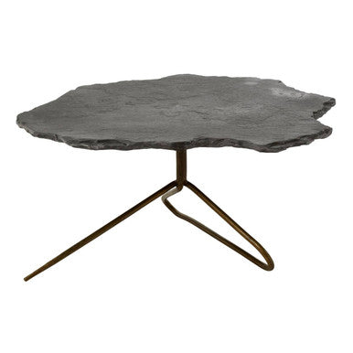 Grey Stone Top Coffee Table With Tripod Geometric Base, Rany